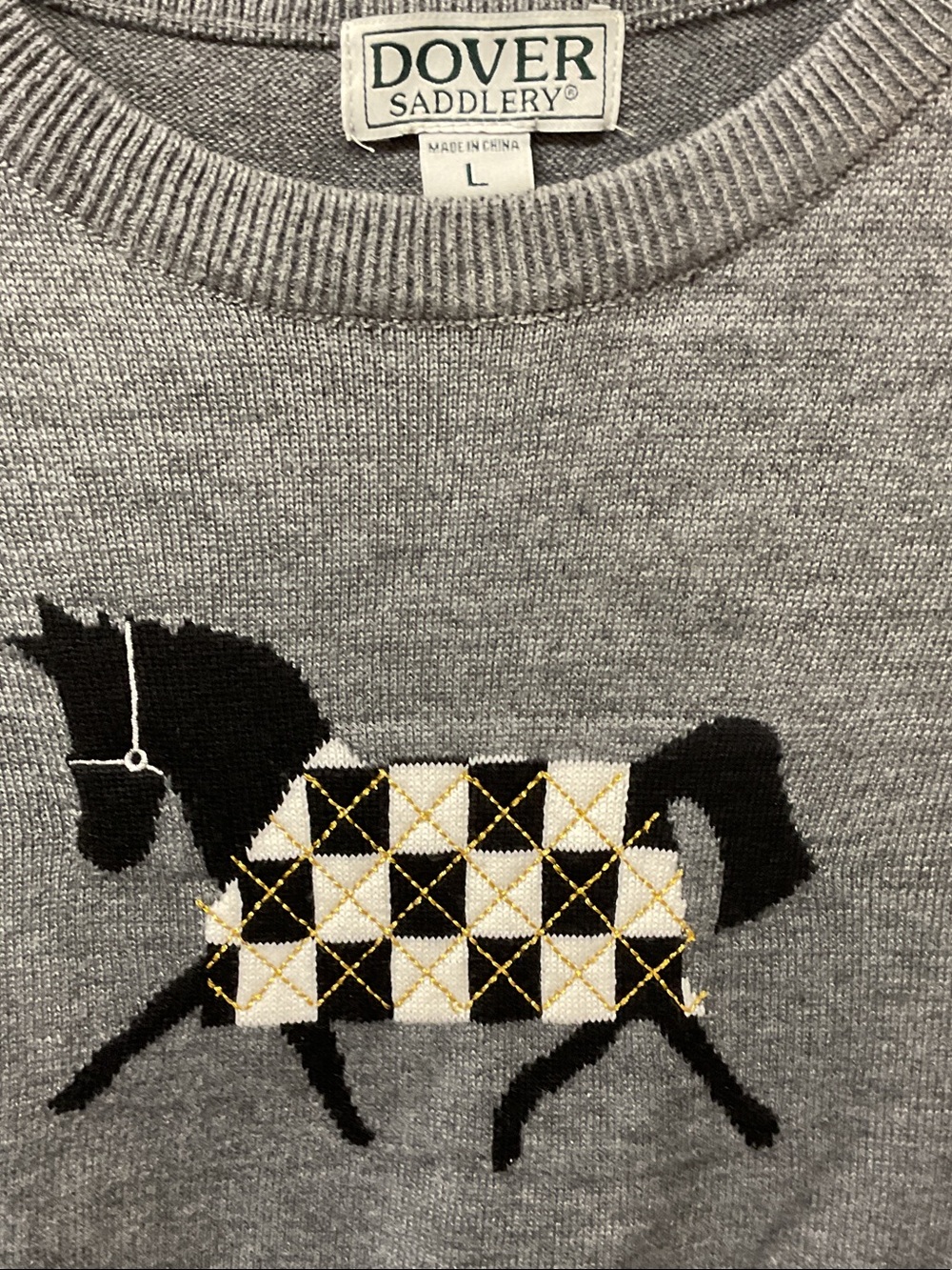Dover Gray Crewneck Sweater with Horse - Picture 3 of 3